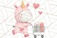 Valentine Unicorn Clipart PNG, Unicorn Girl Valentine Product Image 4