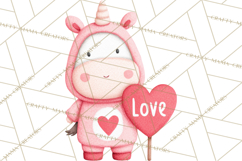 Valentine Unicorn Clipart PNG, Unicorn Girl Valentine Product Image 2