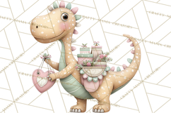 Valentine Dinosaur Clipart PNG, Cute Valentine Dinosaurs Product Image 4