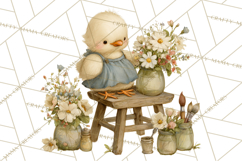 Vintage Spring Chicks Clipart, Cute Baby Chick Gardening Product Image 4