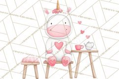 Valentine Unicorn Clipart PNG, Unicorn Girl Valentine Product Image 3