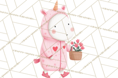 Valentine Unicorn Clipart PNG, Unicorn Girl Valentine Product Image 5