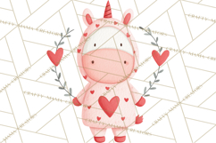 Valentine Unicorn Clipart PNG, Unicorn Girl Valentine Product Image 2