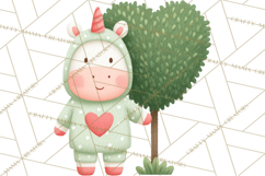 Valentine Unicorn Clipart PNG, Unicorn Girl Valentine Product Image 3