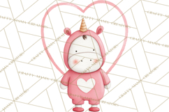 Valentine Unicorn Clipart PNG, Unicorn Girl Valentine Product Image 4