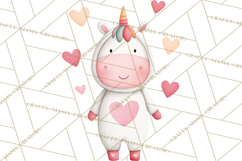 Valentine Unicorn Clipart PNG, Unicorn Girl Valentine Product Image 5