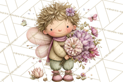 Flower Sprite Babies Clipart PNG, Pastel Watercolor Fairy Product Image 5