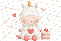 Valentine Unicorn Clipart PNG, Unicorn Girl Valentine Product Image 2
