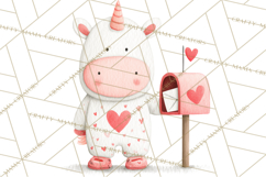 Valentine Unicorn Clipart PNG, Unicorn Girl Valentine Product Image 3