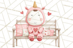 Valentine Unicorn Clipart PNG, Unicorn Girl Valentine Product Image 4