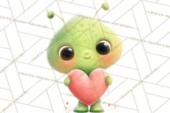 Green Alien Valentine Clipart PNG, Cute Alien Valentines Product Image 5