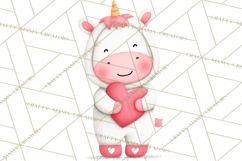 Valentine Unicorn Clipart PNG, Unicorn Girl Valentine Product Image 5