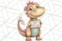 Valentine Dinosaur Clipart PNG, Cute Valentine Dinosaurs Product Image 2