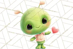 Green Alien Valentine Clipart PNG, Cute Alien Valentines Product Image 2