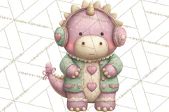 Valentine Dinosaur Clipart PNG, Cute Valentine Dinosaurs Product Image 3