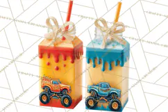 Monster Truck Birthday Party Clipart, Racing Celebration Png Product Image 3