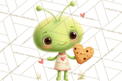 Green Alien Valentine Clipart PNG, Cute Alien Valentines Product Image 4