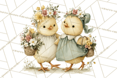 Vintage Spring Chicks Clipart, Cute Baby Chick Gardening Product Image 5