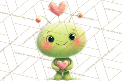Green Alien Valentine Clipart PNG, Cute Alien Valentines Product Image 5