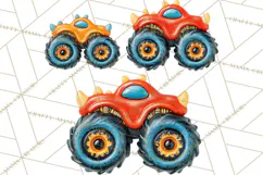 Monster Truck Birthday Party Clipart, Racing Celebration Png Product Image 5