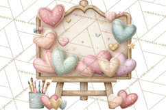 Rustic Valentine Decor Clipart, Burlap Heart PNG Product Image 5