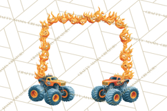 Monster Truck Birthday Party Clipart, Racing Celebration Png Product Image 5