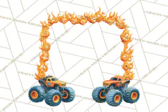 Monster Truck Birthday Party Clipart, Racing Celebration Png Product Image 5