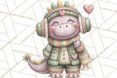 Valentine Dinosaur Clipart PNG, Cute Valentine Dinosaurs Product Image 5