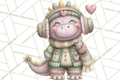 Valentine Dinosaur Clipart PNG, Cute Valentine Dinosaurs Product Image 5