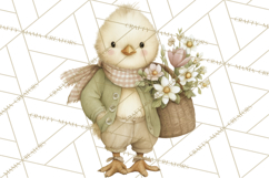 Vintage Spring Chicks Clipart, Cute Baby Chick Gardening Product Image 5