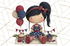 Patriotic Kids Clipart for 4th of July, USA Children PNG Product Image 5