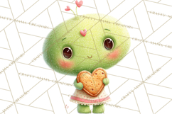 Green Alien Valentine Clipart PNG, Cute Alien Valentines Product Image 5