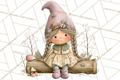 Fairy Gnome Forest Clipart PNG, Pastel Forest Gnomes Product Image 3