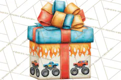 Monster Truck Birthday Party Clipart, Racing Celebration Png Product Image 2