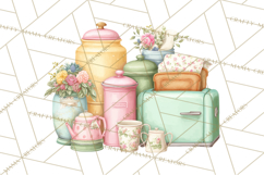 50s Retro Kitchen Clipart, Vintage 1950s Kitchen Appliances Product Image 2