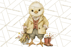 Vintage Spring Chicks Clipart, Cute Baby Chick Gardening Product Image 3