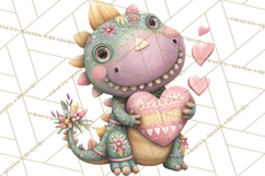 Valentine Dinosaur Clipart PNG, Cute Valentine Dinosaurs Product Image 4