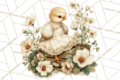 Vintage Spring Chicks Clipart, Cute Baby Chick Gardening Product Image 4