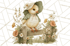 Vintage Spring Chicks Clipart, Cute Baby Chick Gardening Product Image 5