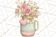 Rustic Valentine Decor Clipart, Burlap Heart PNG Product Image 5