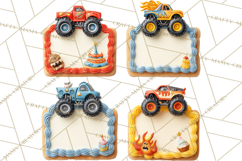 Monster Truck Birthday Party Clipart, Racing Celebration Png Product Image 5