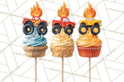 Monster Truck Birthday Party Clipart, Racing Celebration Png Product Image 2