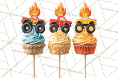 Monster Truck Birthday Party Clipart, Racing Celebration Png Product Image 2