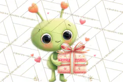 Green Alien Valentine Clipart PNG, Cute Alien Valentines Product Image 2