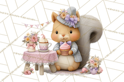 Easter Forest Animal Clipart, Cute Tea Party Woodland Png Product Image 2
