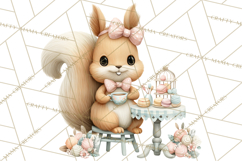 Easter Forest Animal Clipart, Cute Tea Party Woodland Png Product Image 3