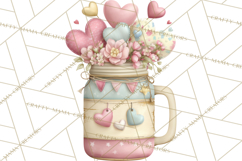 Rustic Valentine Decor Clipart, Burlap Heart PNG Product Image 3