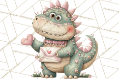 Valentine Dinosaur Clipart PNG, Cute Valentine Dinosaurs Product Image 3