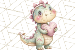 Valentine Dinosaur Clipart PNG, Cute Valentine Dinosaurs Product Image 4