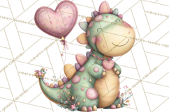 Valentine Dinosaur Clipart PNG, Cute Valentine Dinosaurs Product Image 5